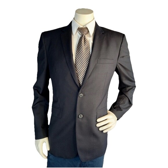 Burberry London Blazer Men's 42 Black Wool Single Breasted Jacket Made In Italy - Picture 1 of 13
